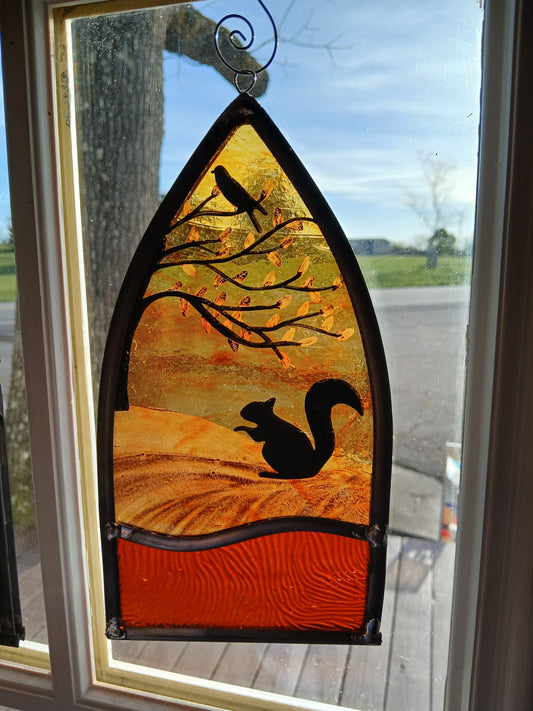 Squirrel and Bird Suncatcher