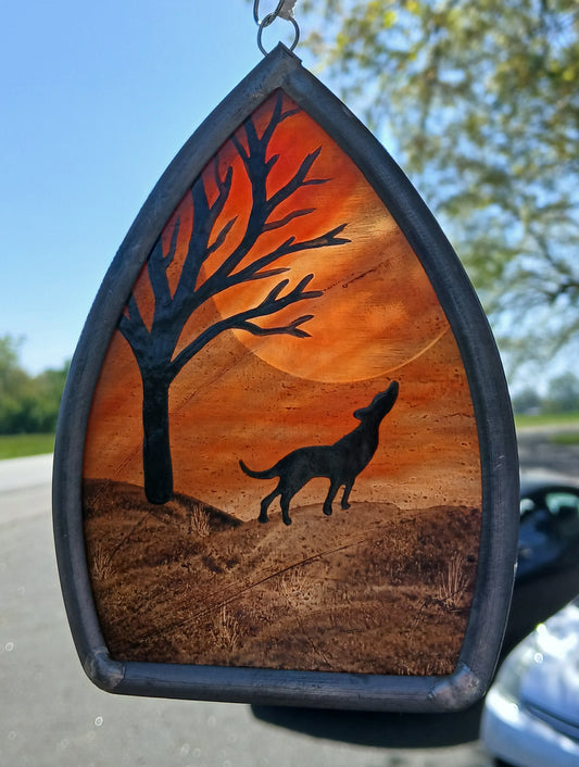 Wolf and Moon Suncatchers