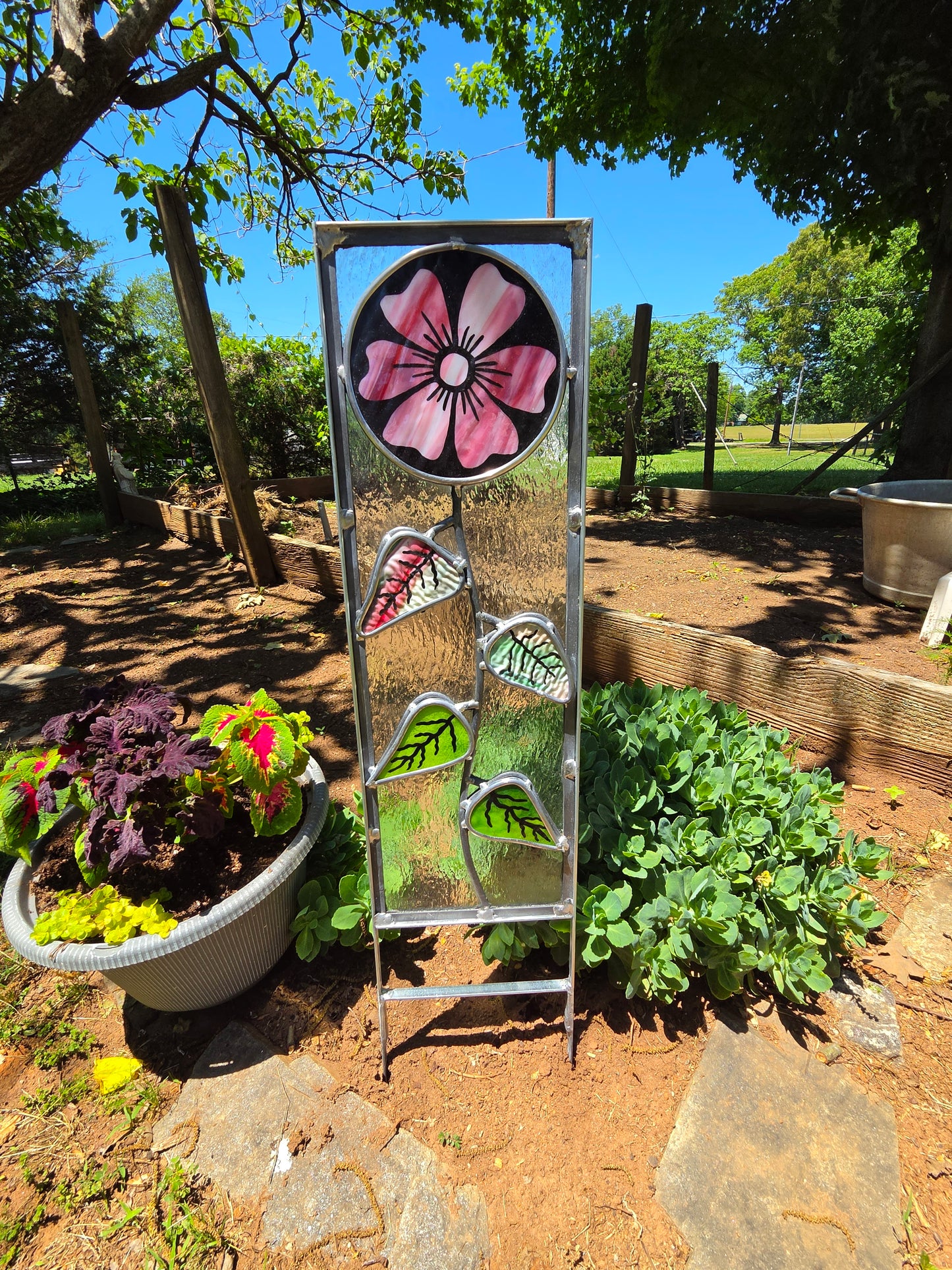 Pink Flower Garden Stake